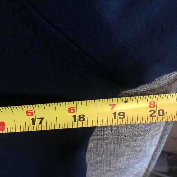 Lauren Ralph Lauren Large Long Sleeve Shirt Navy Blue Brown Faux Suede Accents - Picture 7 of 8